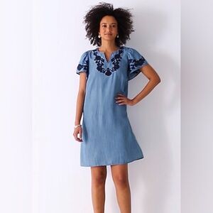 J.Jill Denim Size L Embroidered Dress